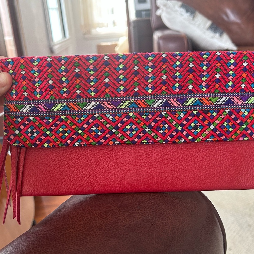 Alpaca Suede Clutch Andean Textile Boho Wristlet Purse Handmade In Peru